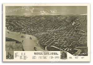 1888 Sioux City Iowa Vintage Old Panoramic City Map - 24x36