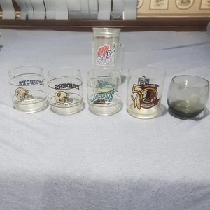 Vintage NFL Drinking Glasses Lot Cowboys Redskins Jaguars Raiders Jets  - Picture 1 of 13