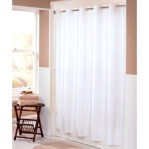 Shower Curtain - Hookless Litchfield White HBH43LIT01 71" x 74"