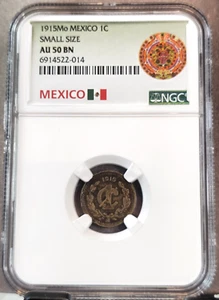 1915 MEXICO 1 CENTAVO ZAPATA REVOLUTION ISSUE NGC AU 50 SCARCE NICE COIN - Picture 1 of 3