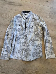 Eighty Eight Platinum Floral Botanical Button Down Shirt L Roll Sleeve Casual - Picture 1 of 4