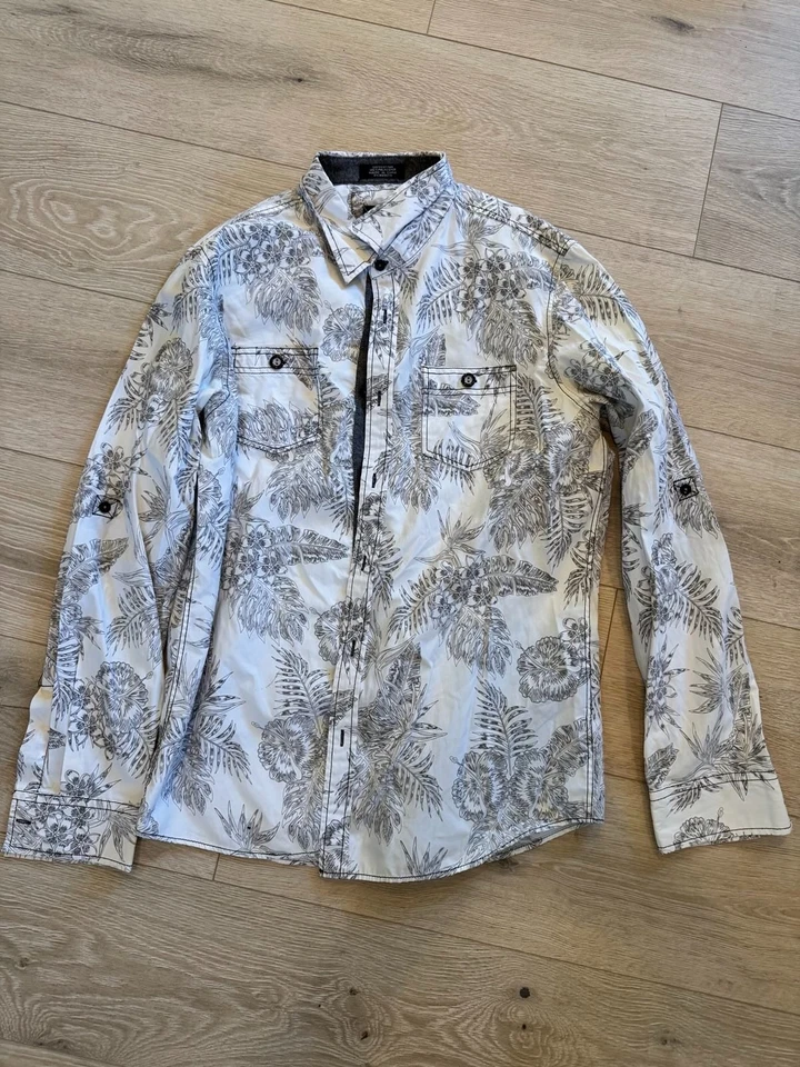 Eighty Eight Platinum Floral Botanical Button Down Shirt L Roll Sleeve Casual - Image 1 of 4
