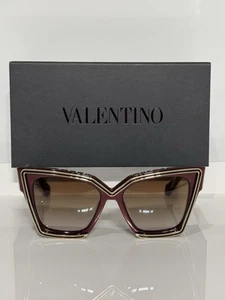 Gafas de sol gruesas Cateye Valentino V-Grace VLS-126B-54 BDX dorado vino tinto acetato - Imagen 1 de 7
