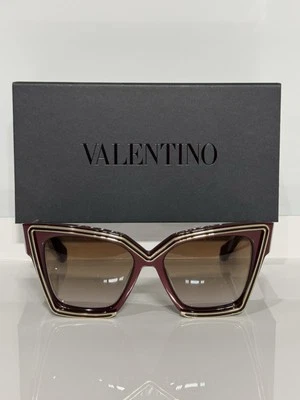 Gafas de sol gruesas Cateye Valentino V-Grace VLS-126B-54 BDX dorado vino tinto acetato Foto 1 de 4