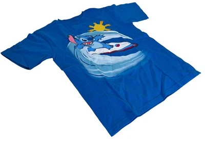Disney Boys Lilo & Stitch Surfing Graphic Blue Short Sleeve Shirt Size Medium - Image 1 of 3