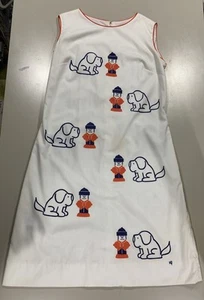 Vtg 1960's Vested Gentress Women's Print Dress Dog Hydrant White Red Blue RARE - Picture 1 of 9