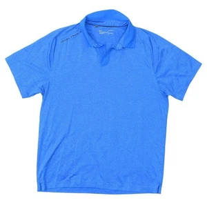 Under Armour Men's Blue Polo Shirt L Polyester Loose Heatgear Short Sleeve - Picture 1 of 6