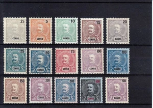 CONGO  POTUGAL  1898 CARLOS I  AFINSA 14-28   MNH**  RARE SET IN THIS CONDITION! - Picture 1 of 2
