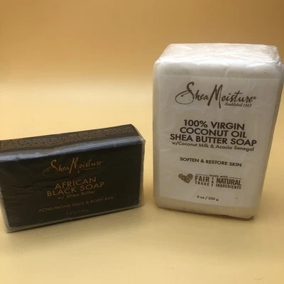 SheaMoisture African Black Soap Blemish-Prone Bar 3.5 oz PLUS 8 Oz Coconut Shea - Image 1 of 4