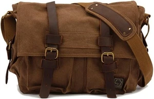 Sechunk Vintage Military Leather Canvas Large--17&#x2018;&#x2019;, Coffee  - Picture 1 of 6