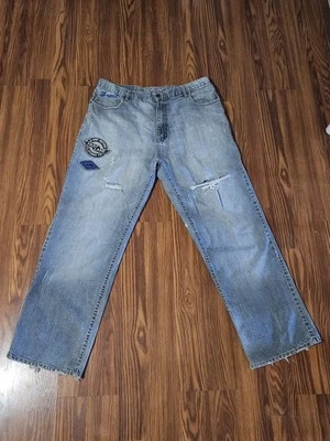 Vintage Y2K G Unit 50 Cent Heavyweight Jeans Denim Worn Patches 40x34 - Image 1 of 4