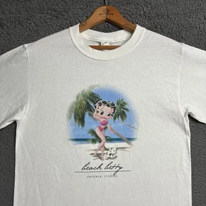 T-shirt vintage Beach Betty Boop taglia small bianca cartone animato Universal Studios - Foto 1 di 17