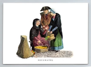 Postal 6x4" Neuchatel - Antiguos trajes nacionales suizos por David Aloys Schmid - Imagen 1 de 2