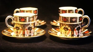 SET OF 4 ROYAL CROWN DERBY OLD IMARI DEMITASSE CUPS AND SAUCERS - Picture 1 of 7