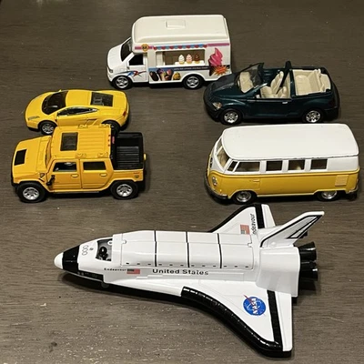 Diecast Pullback Cars & Space Shuttle - Lot of 6 Kinsfun KinsMart Etc - Image 1 of 4