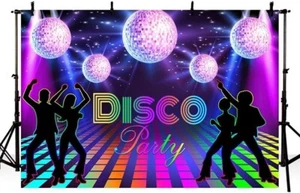 8x6ft The 80s Disco Party Backdrop for Hip Hop Rock Music Retro Flash Stage Back - Picture 1 of 15