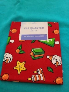 Christmas Fat Quarter 50X 55 cm Cotton Bauble Snowman Decoration Festive - Picture 1 of 2