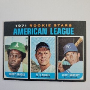 1971 Topps #633 AL Rookie Stars BOBBY BROOKS / PETE KOEGEL / SCOTT NORTHEY A15