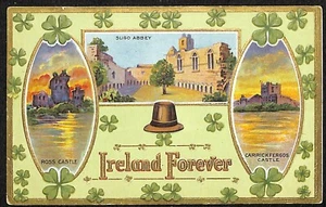 Ireland Forever Postcard / Sligo Abbey / Ross Castle / Carrickfergos c1909 - Picture 1 of 2