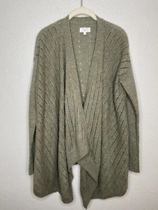 LOU & GREY Small Cardigan Green Wool & Alpaca Blend Knit Long Sleeve Waterfall - Picture 1 of 8