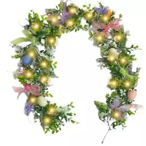 1.8M Simulation Easter Egg Rattan Bow Simulation Flower Green Plant Decoration, - Picture 1 of 9