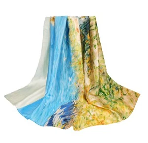 100% Pure Mulberry Silk Scarf 43"x43" Large Square Wrap with Gift Packing - Picture 1 of 7