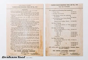 Parker Appliance Co. Hand Beading Tool Set No. 416 Instructions And Parts List - Picture 1 of 1