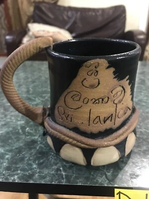 SAVE THE ELEPHANT КОФЕЙНАЯ КРУЖКА. КРУЖКА СО СЛОНОМ С ТИСНЕНИЕМ. КЕРАМИЧЕСКАЯ КРУЖКА SRI LANKA. B103 - Изображение 1 из 4