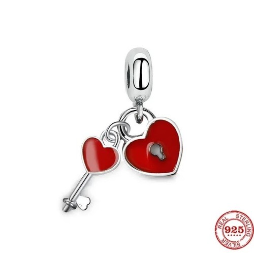 Heart Locket with Heart Key- s925 sterling silver charm/pendant- key to ...