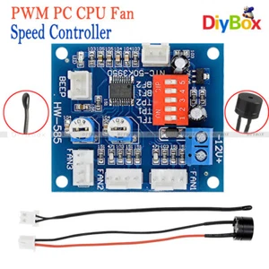 12V PWM PC CPU Fan Temperature Control Speed Controller Module High-Temp Alarm - Picture 1 of 9