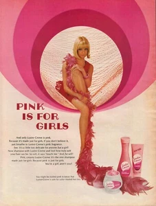 1968 Lustre Creme Shampoo Print Ad Pink Is For Girls Mod Feather Boa - Picture 1 of 1