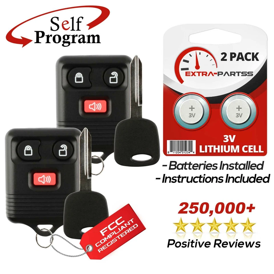 2 For 2000 2001 2002 2003 2004 2005 - Ford Excursion Keyless Remote Fob + 4C Key - Image 1 of 4