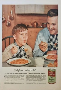Franco American Spaghetti 1955 anuncio vintage hombres indefensos eh - Imagen 1 de 1