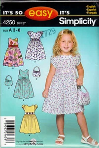 Easy Sewing Pattern Simplicity 4250 Child's Dress & Purse - Picture 1 of 1