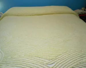Vintage Yellow Queen Chenille Bedspread with Wide Thick Tufts 98"L x 86"W - Picture 1 of 24