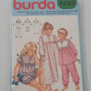Vintage 50s Girls Pyjamas Ruffles Nighties 92 to 164 cm 7432 UNCUT BURDA Sewing - Picture 1 of 7