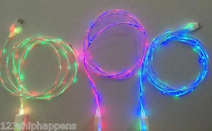 LED DUAL COLOR light charger cable FOR apple iPhone 8 7 6 plus 5S MICRO USB B C - Picture 1 of 10
