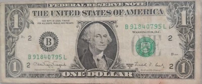USA 1988 Series $1 Note B 91840795 L - Image 1 of 2