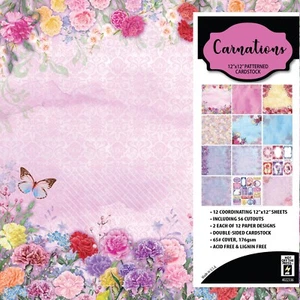 Nelken 12x12 Cardstock Papier - Blumen Scrapbook Bastelblätter rosa rot - Bild 1 von 2