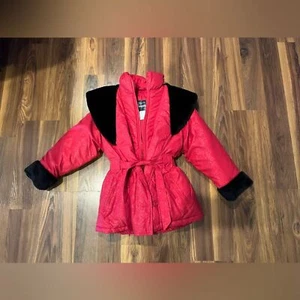 Girls Rothschild Red Dress Coat W/ Hood and Black accents Size M 10-12 Jacket - Picture 1 of 6