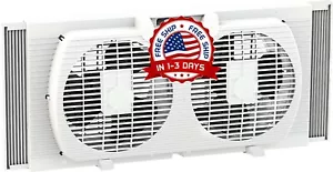 Ventilador De Ventana Con Flujo De Aire Reversible Silencioso, Aspas Gemelas NEW - Picture 1 of 8