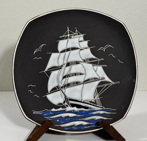MCM Arnold Wiigs Fabrikker Noruega Cerámica Esmalte Clipper-Envío Placa de Pared Firmada - Imagen 1 de 8