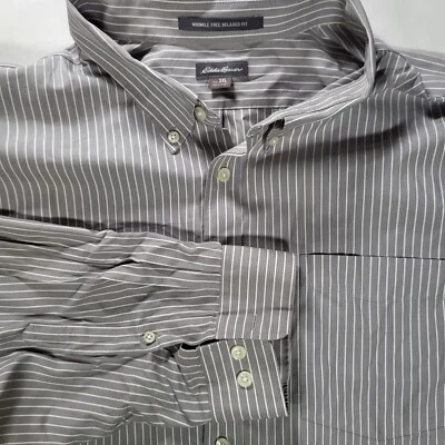 Eddie Bauer Men's 3XL Wrinkle Free Relaxed Fit Gray Stripe Long Sleeve Shirt - Image 1 of 4