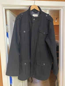 Old Navy Men’s Wool Blend Black Military Jacket 5 Pocket Size XXL - Picture 1 of 14