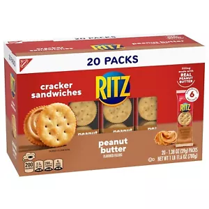 RITZ Peanut Butter Sandwich Crackers, 20 Snack Packs, 6 Crackers per Pack - Picture 1 of 12