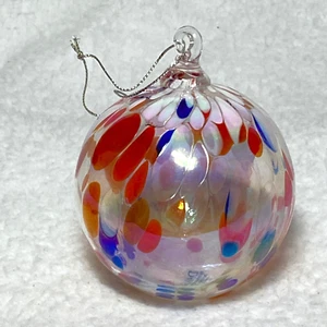 Dansk Hand Blown Glass Clear Christmas Ornament Multi Colored Iridescent 4" - Picture 1 of 8
