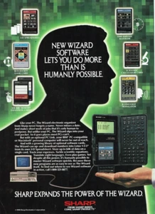 1990 Vintage Print Ad Sharp The Wizard Electric Organizer Software Expands Power - Picture 1 of 2