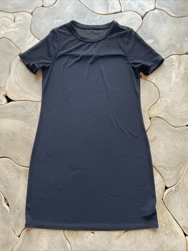 Abito nero Michael Kors taglia media maglia top manica corta lunghezza ginocchio elasticizzato