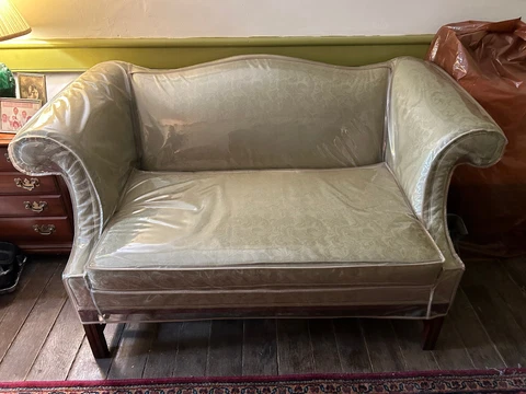 Reproduction 18th Century Dark Cherry Queen Anne Style Loveseat Cover