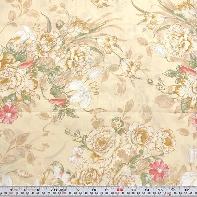 Veronique by P&B Textiles Florals on Cream Cotton Fabric Remnant 16" x 43" - Image 1 of 2